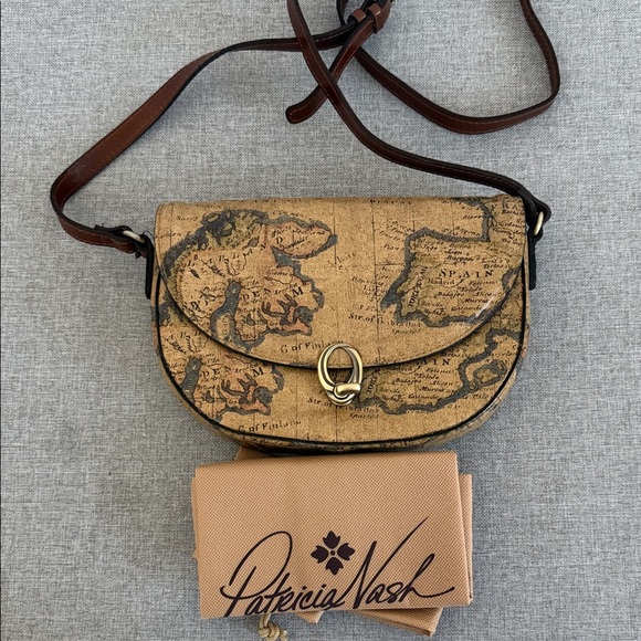 Patricia Nash European Map Print Velledoria Crossbody Bag - Picture 11 of 12